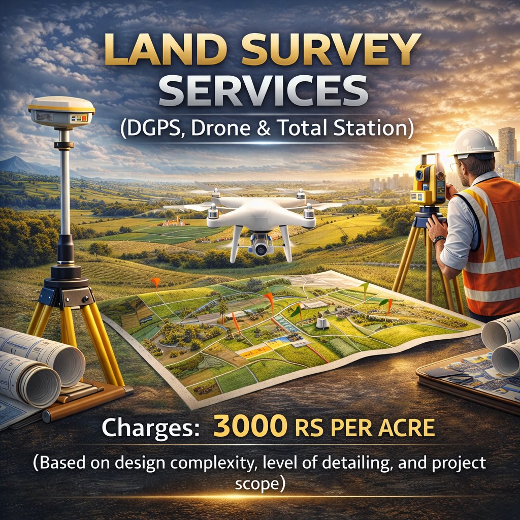 Advanced Land Survey Services (DGPS, Drone & Total Station)